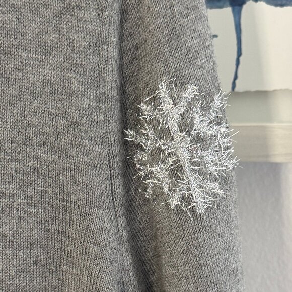 NWT TALBOTS Embroidered Snowflake Sweater, Heather Grey, Size S - Picture 3 of 11